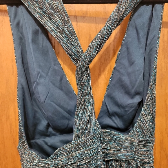 Women's Lulus Ailey Gold and Teal Skater Dress Size Large NWT - Picture 3 of 9